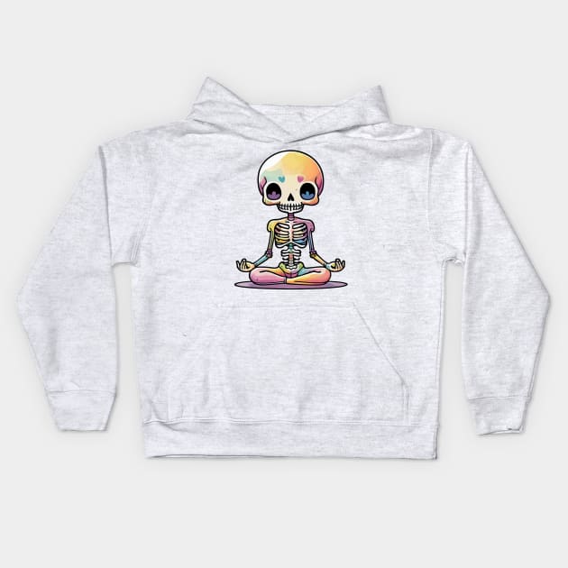 Cute Skeleton Yoga - Bony Bliss: The Adorable World of Skeleton Yoga. Kids Hoodie by teasignz